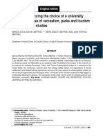 Factors Influencing The Choice of A University Degree: The Case of Recreation, Parks and Tourism Administration Studies