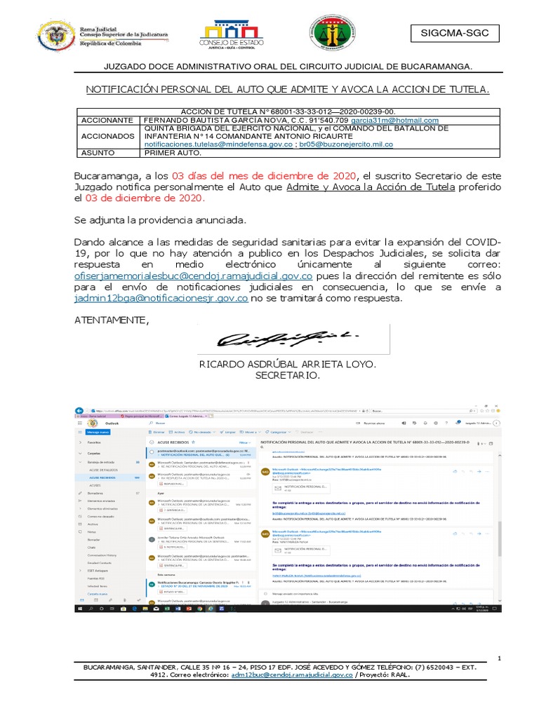 Notificacion de Auto Avoca PDF