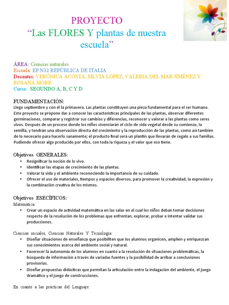 Proyecto de Aprendizaje: Las Plantas | PDF | Tallo de la planta | Enseñando