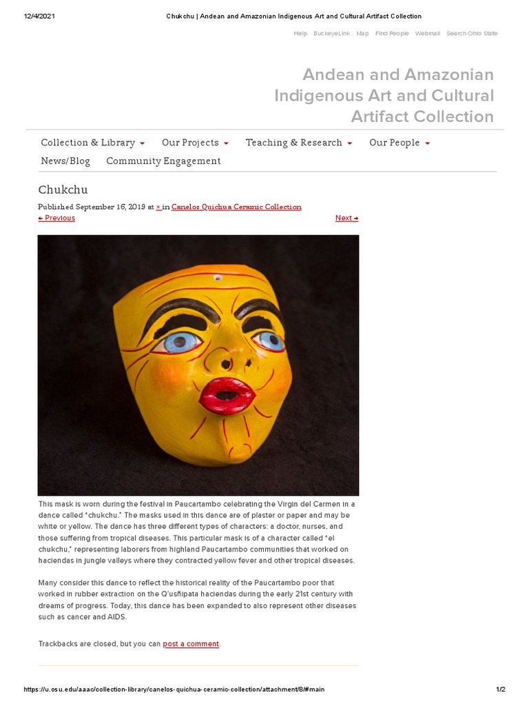 Chukchu Andean and Amazonian Indigenous Art and Cultural Artifact