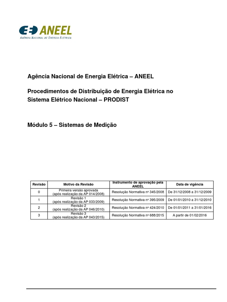 Sistemas de Medição no PRODIST Módulo 5 | PDF | Armazenamento de dados ...