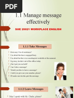 1.1 Manage Message Effectively: Sue 20021 Workplace English