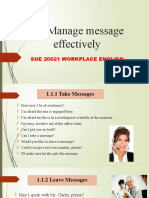 1.1 Manage Message Effectively: Sue 20021 Workplace English
