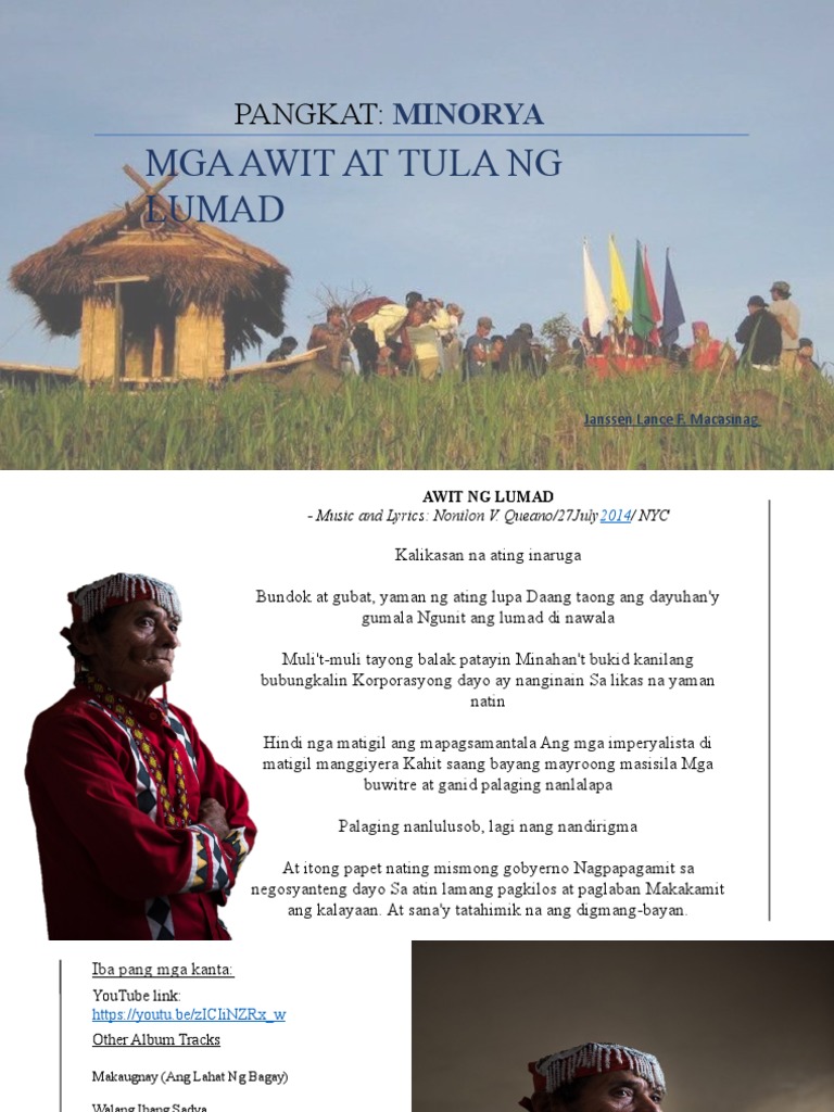Pangkat:: Mga Awit at Tula NG Lumad | PDF
