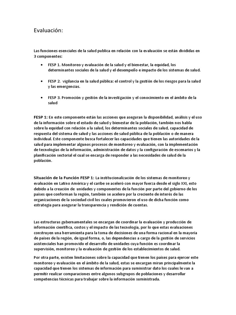FESP Evaluacion | PDF | Evaluación | Monitoreo y evaluación