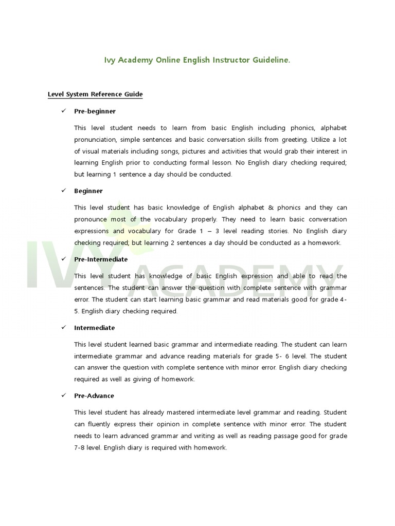 IVY Academy Online Teacher's Guideline | Download Free PDF | Teachers ...