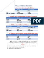 Irregular Verbs Categories