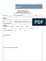 Family Ministry Incident Report