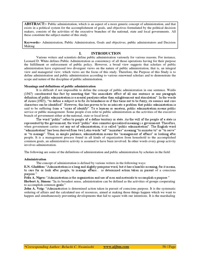 Meaning Of Public Administration Pdf
