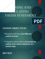 Outlining and Formulating Thesis Statement