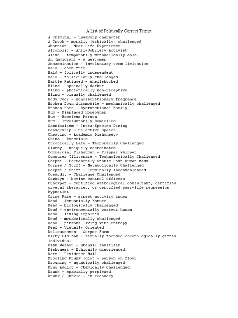 A List Of Politically Correct Terms Robot Robotics