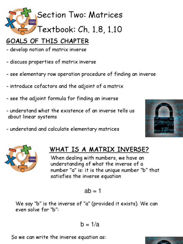 Matrix Inverses and Adjoint Methods | PDF | System Of Linear Equations ...