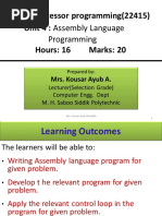 Microprocessor Programming (22415) Unit 4: Assembly Language Hours: 16 Marks: 20