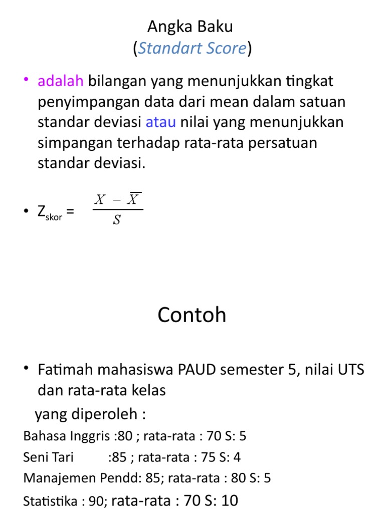 Rumus dan Contoh Angka Baku Statistika | PDF