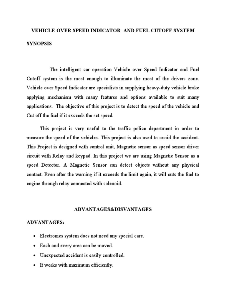 Vehicle Speed Control System | PDF