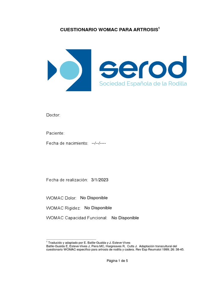Escala WOMAC | PDF | Ocio | Deportes