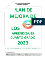 Plan de Mejora de LOS 2023: Aprendizajes Cuarto Grado
