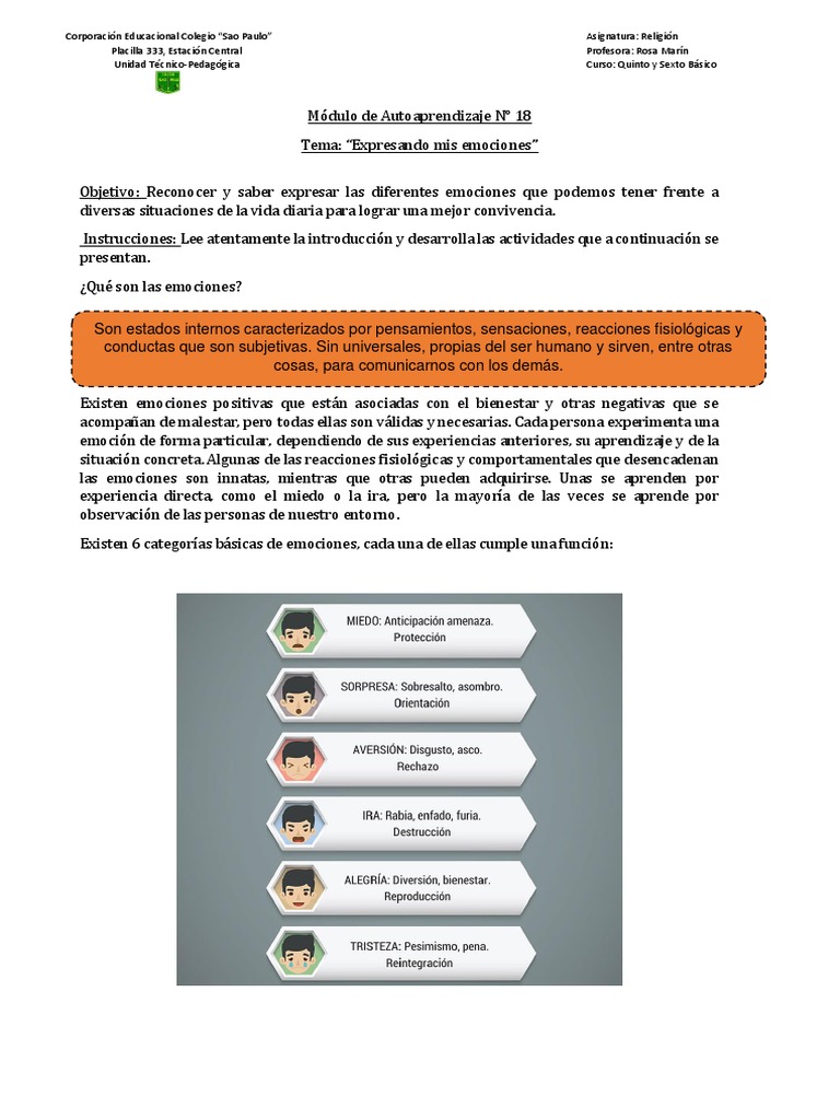 Bitácora de Emociones en Clase | PDF | Las emociones | Aprendizaje