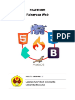 PRAKTIKUM. Rekayasa Web. Modul 3 - CRUD Part II. Laboratorium Teknik Informatika Universitas Pasundan