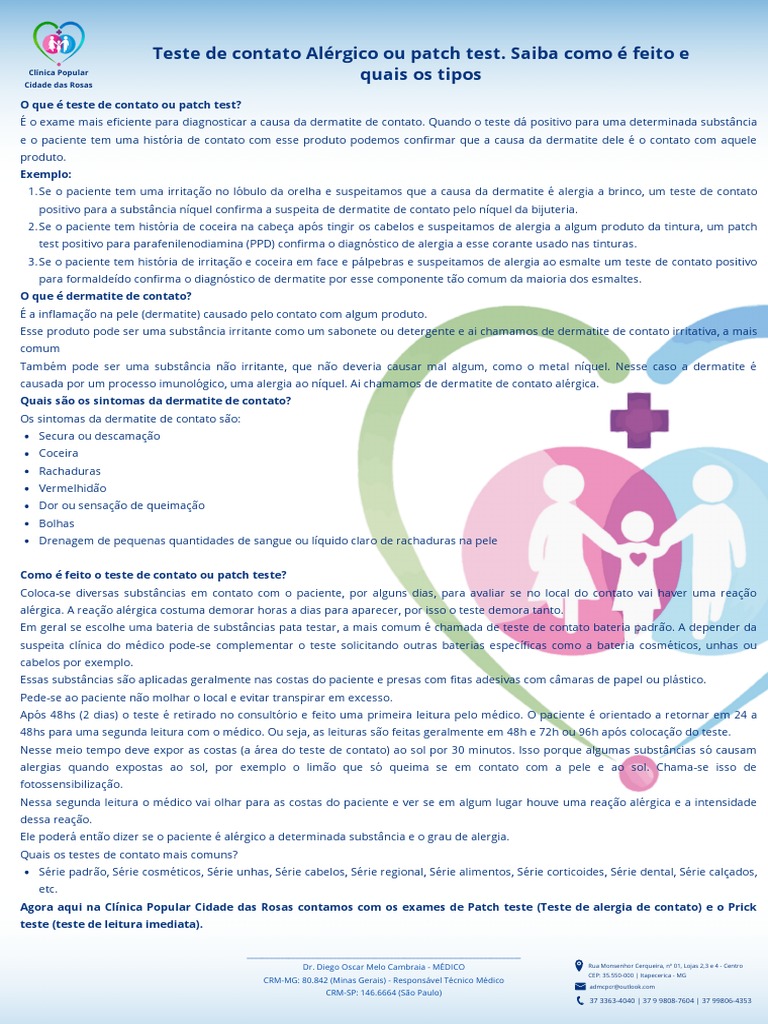 Como é feito o patch test alérgico | PDF | Dermatite | Alergia