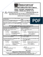 Main Pattern Cumulative Test-2 (Mct-2) : Course: Vikaas (Ja) - Batch: 01ja