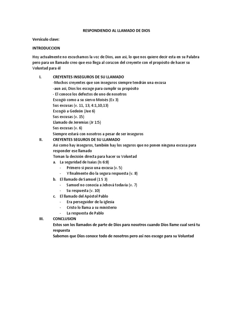 Respondiendo Al Llamado de Dios | PDF