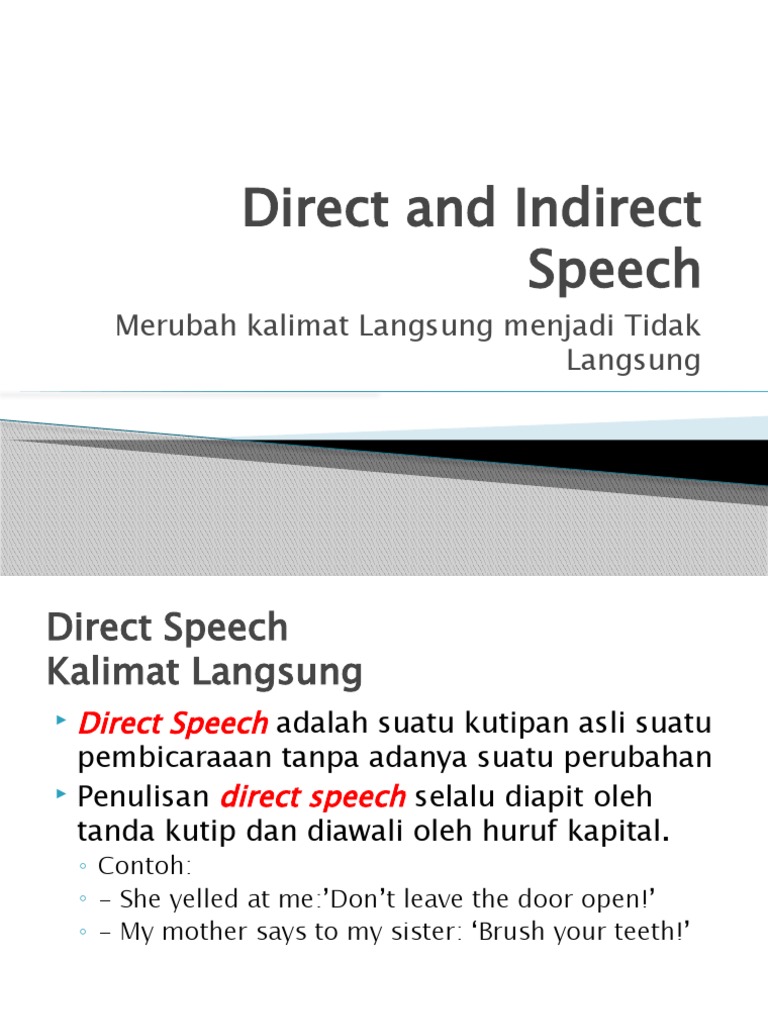 Direct and Indirect Speech | PDF | Linguistic Morphology | Linguistics