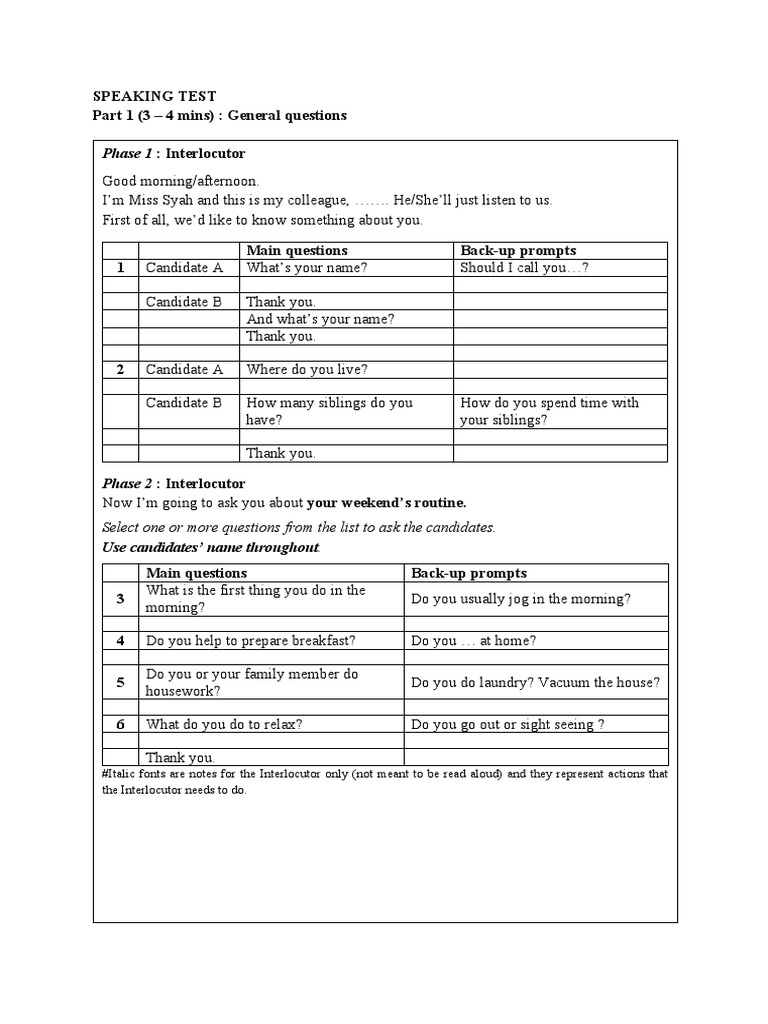 SPEAKING TEST - Module 6 | PDF | Self-Improvement
