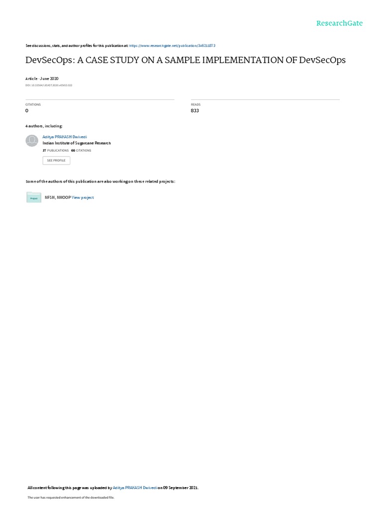 Devsecops A Case Study On A Sample Implementation Pdf Java