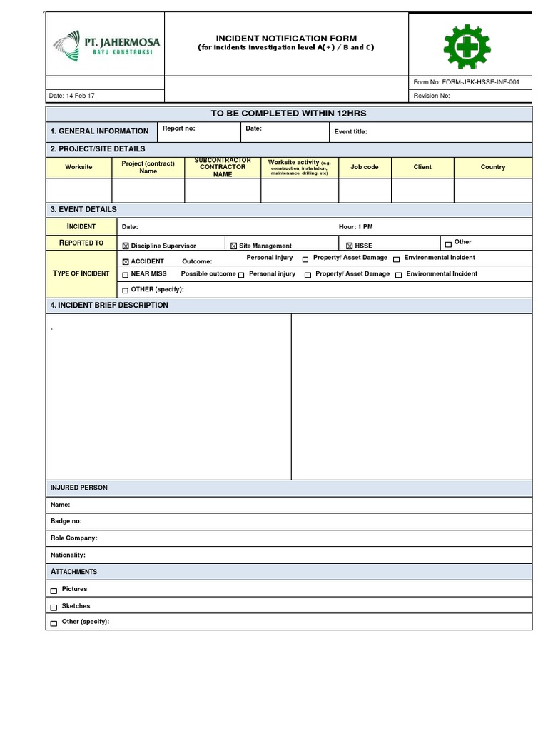 Incident Report and Investigation | PDF | Injury | Occupational Safety ...