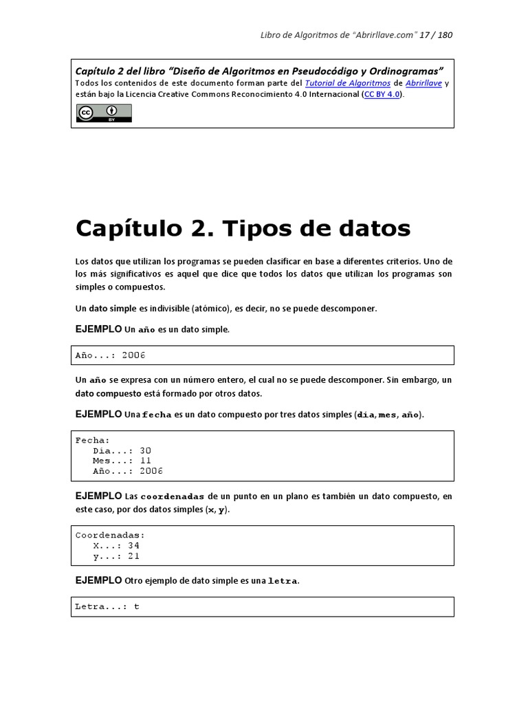 Tipos de Datos en Algoritmos y Pseudocódigo | PDF | Cadena (informática ...