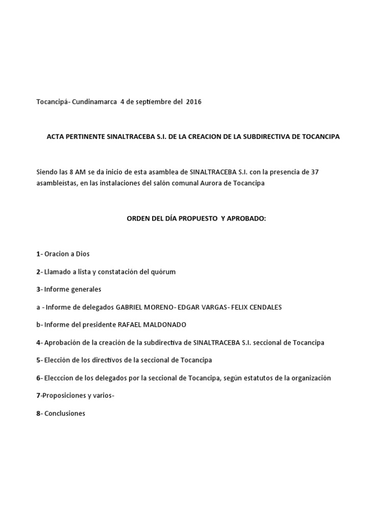 Modelo Actas | PDF