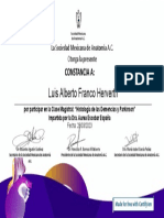 Certificate For Luis Alberto Franco Herverth For - Asistencia A La Clase Magis...