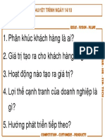 1. Phân khúc khách hàng là ai? 2. Giá trị tạo ra cho khách hàng là gì? 3. Hoạt động nào tạo ra giá trị? 4. Lợi thế cạnh tranh của doanh nghiệp là gì? 5. Hướng phát triển tiếp theo?