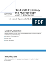 HYGE 220:hydrology and Hydrogeology: Lesson 5: Groundwater