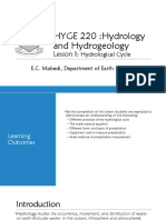 HYGE 220:hydrology and Hydrogeology: Lesson 1