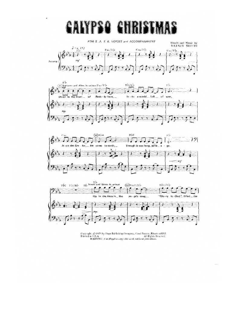 SATB Calypso Christmas PDF
