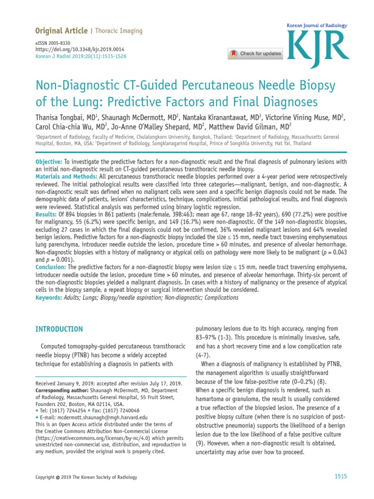 NonDiagnostic CTGuided Percutaneous Needle Biopsy PDF Biopsy Cancer