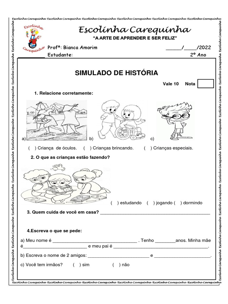 SIMULADO HISTÓRIA 2º ANO | PDF