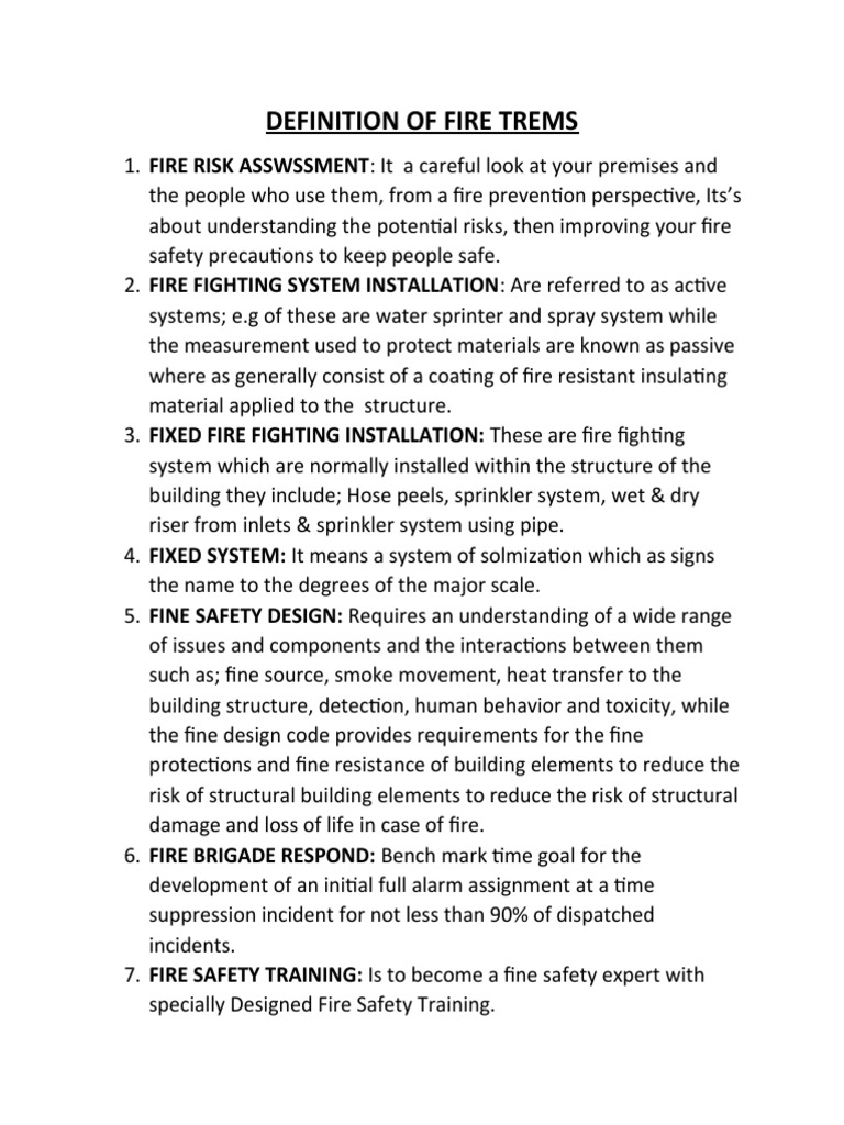 Definition of Fire Terms PDF