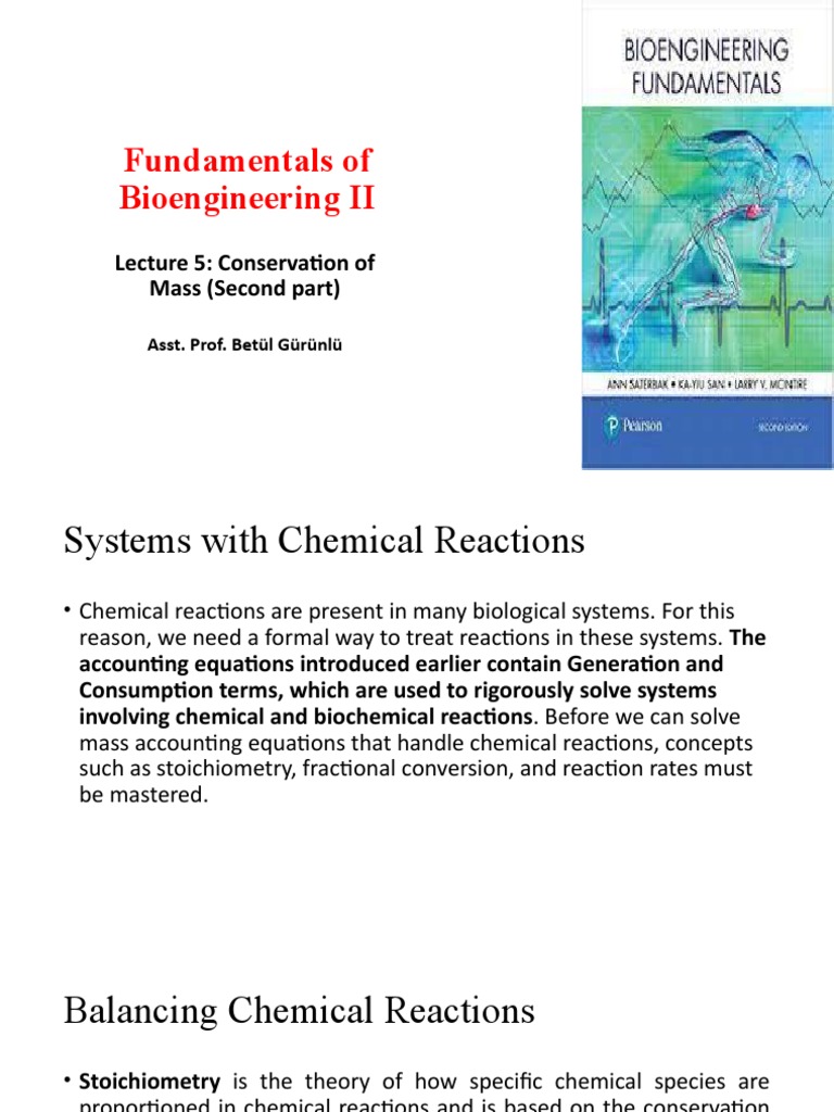 Mass Conservation in Bioengineering | PDF | Stoichiometry | Reaction Rate
