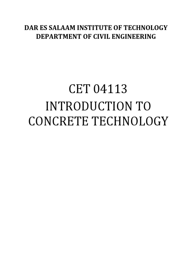 Introduction To Concrete Tech 2021-2022-1 | PDF | Cement | Concrete