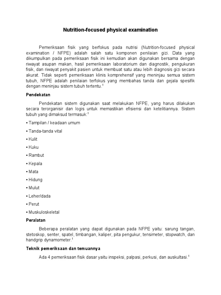 Pemeriksaan Fisik Berfokus Nutrisi | PDF | Kajian Bahasa Asing