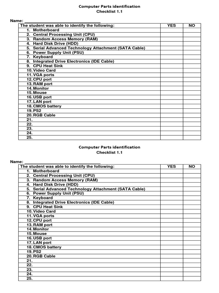 Checklist 1.1 | PDF
