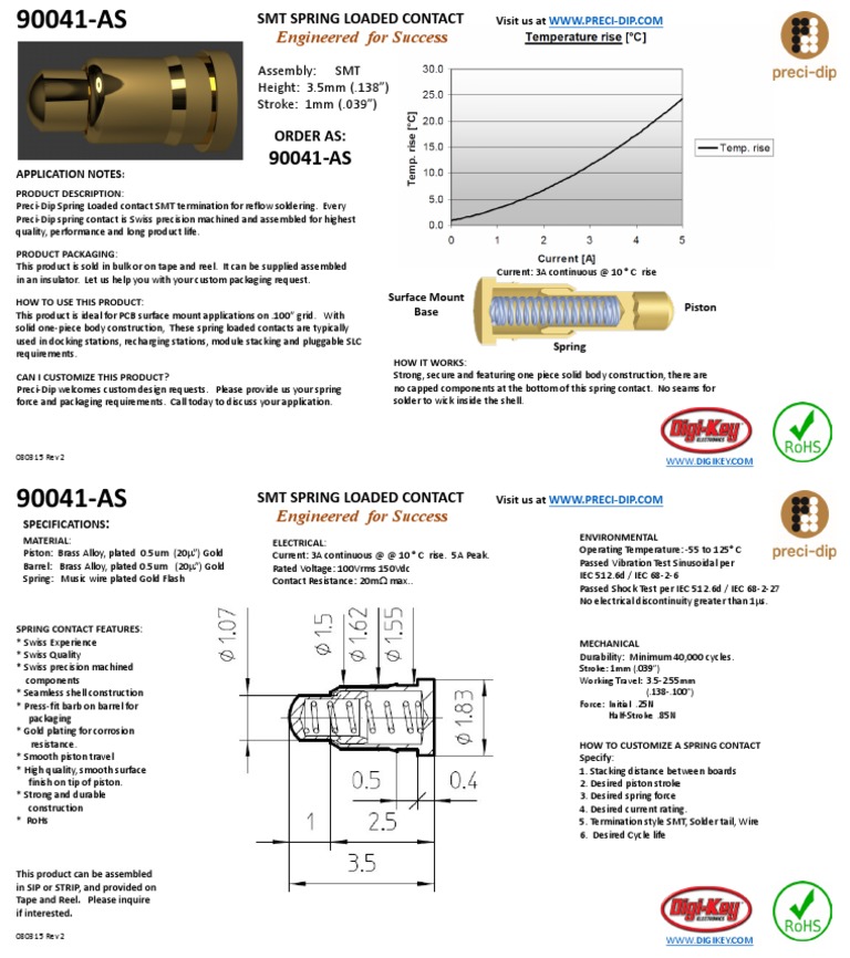 SMT Spring Loaded Contact Overview | PDF | Electromagnetism | Electricity