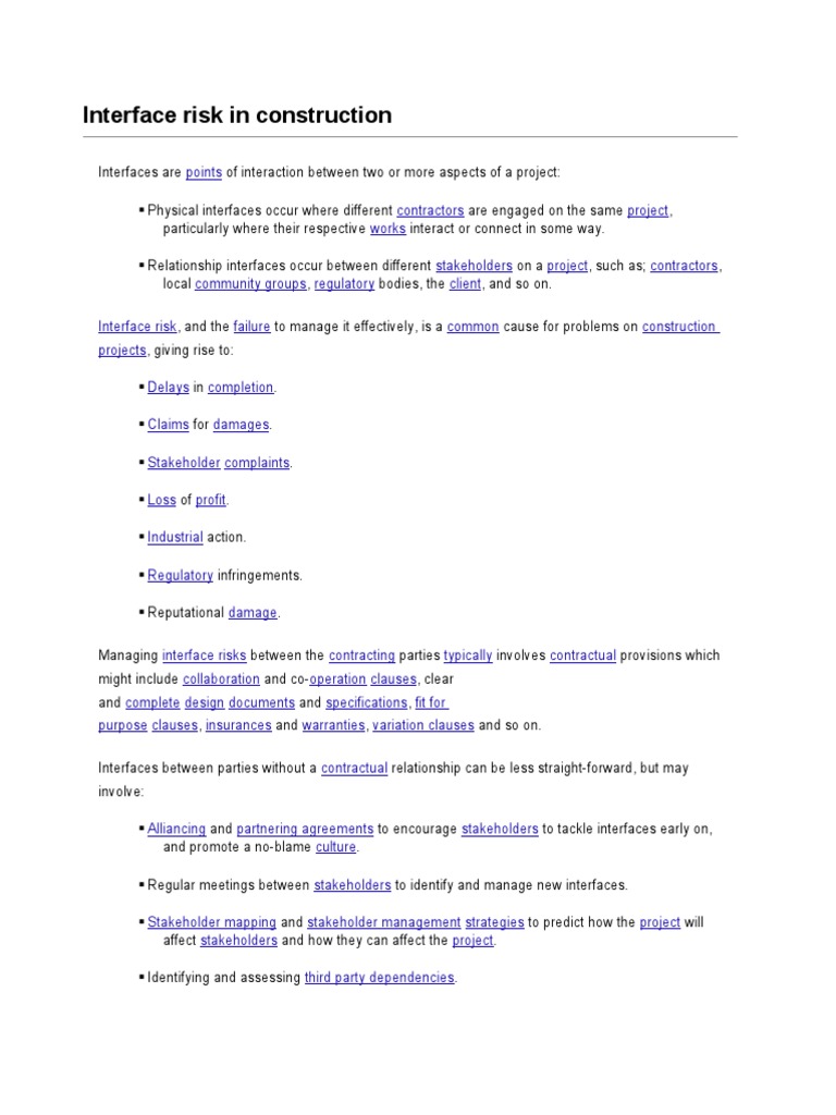 Managing Interface Risk Through Effective Collaboration and