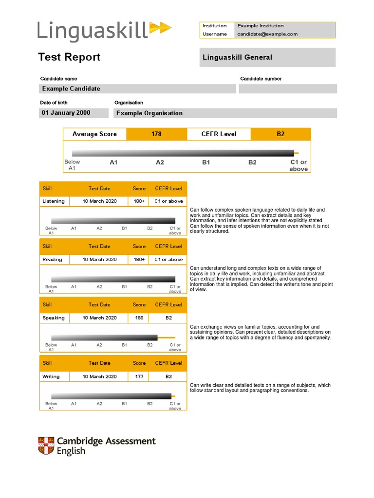 Linguaskill Test Results Summary | PDF | Second Language Acquisition ...