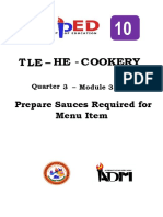T LE - HE - C Ookery: Prepare Sauces Required For Menu Item