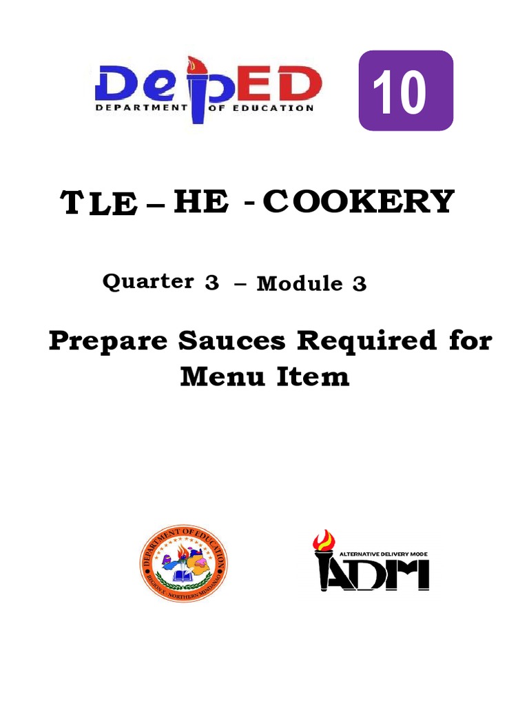 T LE HE C Ookery Prepare Sauces Required For Menu Item Download