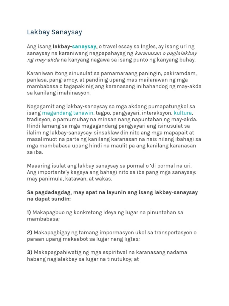 Lakbay Sanaysay | PDF